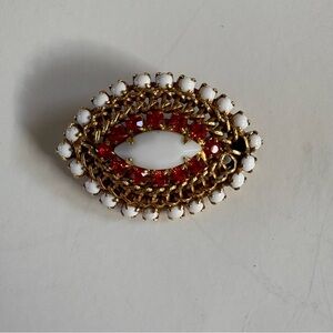 Vintage Gold and Red Brooch